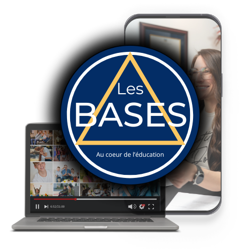 Logo "Les BASES" avec un cellulaire et un ordinateur présentant la formation.